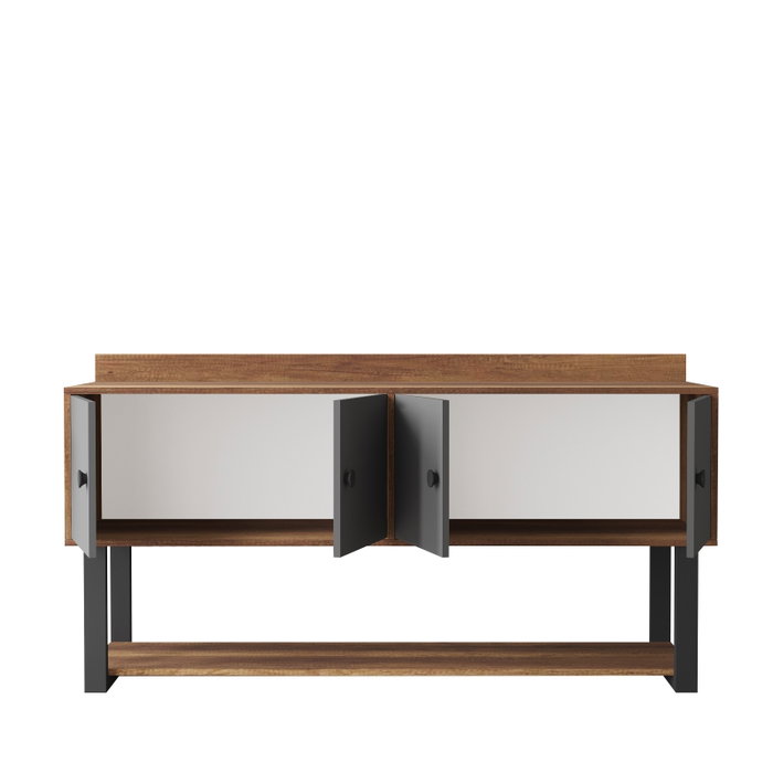 Hanah Home Consola Mn04-Ba, 180x93.2x85 cm, Tablero de Partículas Melaminado, Nogal y Antracita